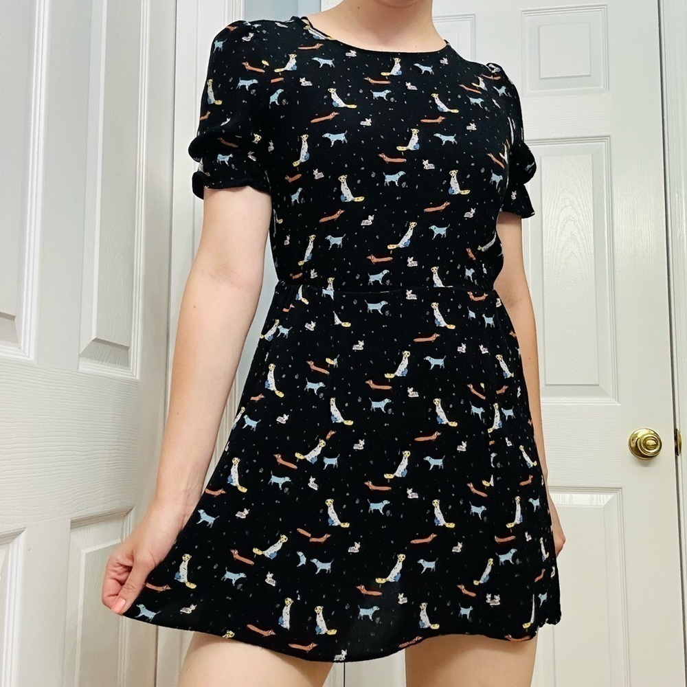 Zara Dress Mini Dog Puppy Black Colorful Twee Babydoll Casual Extra Small